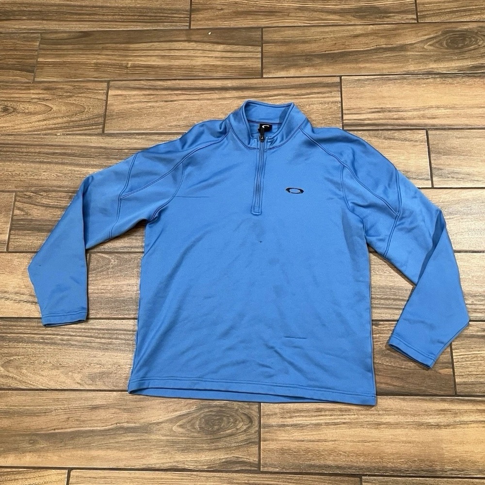 Oakley Quarter Zip Pullover Men Medium Blue Performance Athletic Top